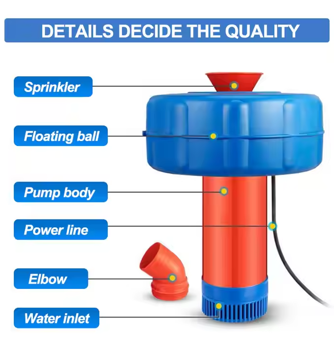 مضخة نافورة شمسية عائمة للزراع - مراجعة Aquaculture Aerator Pump وسعره
